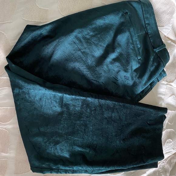 Banana Republic Blue Green Velvet/Velour Sloan Mid-Rise Pants Size 14 - EUC - Picture 2 of 7